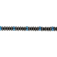 bracelet en acier multi anneaux gris et bleu avec plaque à graver prénom au fermoir longueur 18+3cm