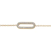 bracelet en acier pvd doré motif rectangulaire résine et strass 16+3cm