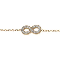 bracelet en acier pvd doré motif infini résine et strass 16+3cm