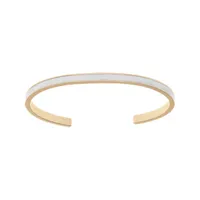 bracelet jonc en acier et pvd doré rigide largeur 4mm diamètre 58mm résine blanche