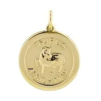 pendentif 22mm en or jaune 9ct - 375/1000 signe du zodiaque taureau