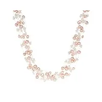 valero pearls collier de perles pour femme en 925/- argent sterling perle de culture d'eau douce env. 3,0-6,0 mm