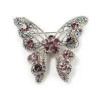 avalaya ravissante broche papillon lilas cristal swarovski (ton argent)