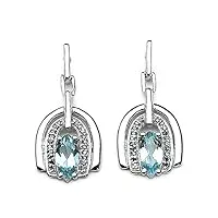 bijoux schmidt-40 rare diamant bleu diamants topaze bleue boucles d'oreilles en argent rhodié-2, 54 carats