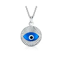 bling jewelry amulette de protection spirituelle turque collier pour femmes pour ados en argent sterling avec pendentif en forme de cercle rond et flottant avec breloque du mauvais Œil