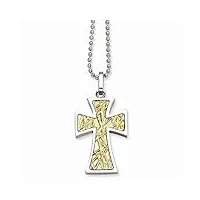 acier inoxydable or 14 ct pendentif croix collier – 56 centimetres