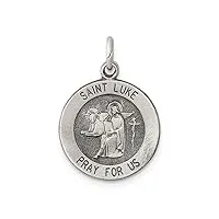 collier avec pendentif médaille saint luc en argent sterling 925 massif satiné gravable mesurant 20 x 15 mm de large bijoux pour femme, argent sterling