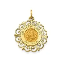 notre-dame de lourdes 14 carats médaille-dimensions : 19 x 19 mm-jewelryweb