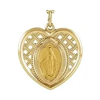 collier avec pendentif médaille religieuse miraculeuse en or jaune 14 carats 21 x 20 mm