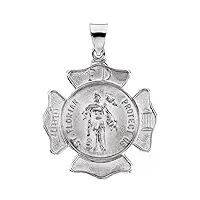 14 ct or blanc creux saint florian médaille 25.25 x 25.25 mm