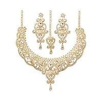 touchstone collier de bijoux de mariée royal indien royal bollywood blanc rhin pour femme or