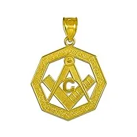 joyara collier pendentif - - 14 ct or jaune 585/1000 franc maçon octogonal -