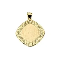 joyara collier pendentif - - 14 ct 585/1000 grec clé or gravé charm