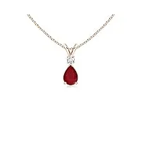 angara pendentif en larme rubis avec du diamant en or rose 14 carats (ruby 6x4 mm)