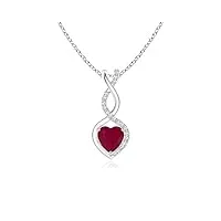 angara pendentif ruby infinity heart avec des diamants en or blanc 14 carats (5 mm ruby)