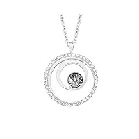 s.oliver chaîne avec pendentif acier inoxydable collier pour femmes, avec cristal, 42+3 cm, argent, livré en boîte cadeau de bijoux, 2015126