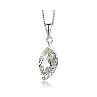miore collier pour femme en or blanc 9 carats (375) avec diamants et grenats - améthyste verte - améthyste violette - 45 cm de long - coffret cadeau inclus, or, améthyste vert