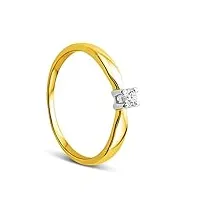 orovi bague de fiançailles pour femme en or jaune 9 carats (375) brillant 0,10 carats avec diamants bague fabriquée à la main en italie, doré, diamant