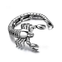 cupimatch bracelet en acier inoxydable pour homme, scorpion style gothique rock en acier inoxydable, bracelet de biker, bracelet de motard brillant, poli, de 23 cm, argenté.
