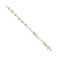 jewelryweb 6,3 mm or 14 carats poli brillant croix religieuse et médaille miraculeuse 190,5 cm ext. bracelet – 15 cm, 6 inches, métal