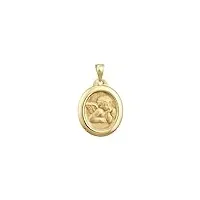 collier avec pendentif médaille cupidon en or jaune 14 carats pour femme, or jaune