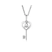 daesar 18k collier en or pour les femmes diamant clé pendentif collier chaîne de platine 45cm (2.6g)