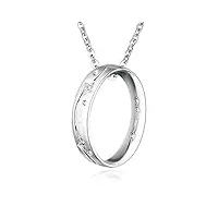 daesar 18k collier en or pour les femmes ronde diamant pendentif en argent collier chaîne de platine 45cm (2.6g)