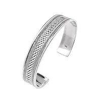 treasure bay bracelet manchette celtique solide pour femme - bracelet manchette ouvert tressé celtique en argent sterling 925, taille unique (argent)