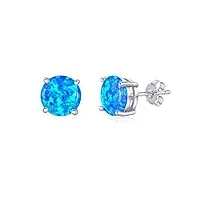 silvego boucles d'oreilles pour femme en argent sterling 925 avec opale bleue synthétique