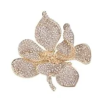 ever faith broche femme fleur orchidée pétale cristal autrichien accessoire bijou Élegant pour vêtement ton d'or clair