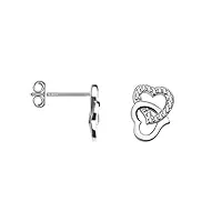 sofia milani - boucles d'oreilles pour femmes en argent 925 - avec pierre de zircon - boucles d'oreilles avec motif en forme de clous de cœur - 20481