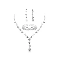 udalyn parure de bijoux en strass pour demoiselle d'honneur avec collier et boucles d'oreilles pour mariage avec bracelet en cristal