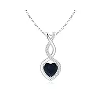 angara sapphire infinity heart pendentif avec des diamants en argent (6 mm blue sapphire)