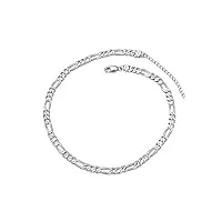 prosilver collier figaro chaîne homme en argent 55cm/5mm chaîne à maille 1+3 plaqué or blanc