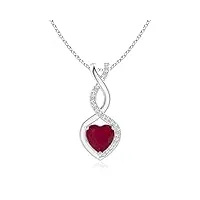 angara ruby infinity heart pendentif avec des diamants en argent (ruby 6 mm)