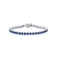 fancime bracelet femme en argent 925 avec bleu saphire mariage romantique bracelet de tennis de mariée cadeau bijoux pour femmes filles - largeur 4 mm, longueur 17.5 cm