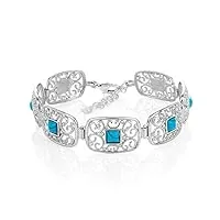 lilly marie lillymarie femme bracelet argent 925 pierre turquoise turquoise longueur flexible étui en bois de haute qualité beaux cadeaux pour les femmes