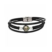 bracelet pour homme avec une perle de tahiti : tenarunga vert bro8521