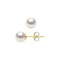 pearls & colors - boucles d'oreilles véritables perles de culture akoya rondes - origine japon aa+ - or 750 millièmes (18 carats) - poussette luxe - bijou femme