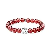 bracelet pierre naturelle femme, bracelet agate rouge de 8 mm, bracelet amitié coeur avec argent 925/1000 coeur charm