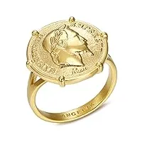 bobijoo jewelry - bague chevalière homme femme napoléon iii sertie griffée pièce 20 francs or louis acier 316l plaqué - 68 (12 us)