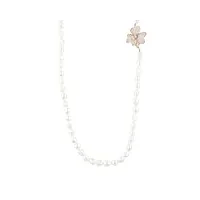 latelita fleur perle gemstone long collier blanc cz rosegold
