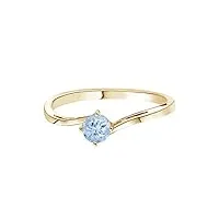 shine jewel bague solitaire solitaire or 9k solitaire empilable by pass 4 mm rondes aigue-marine (or jaune, 59)