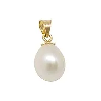 doris : pendentif perle de culture blanche ovale. bélière en or 750 pepeau9133
