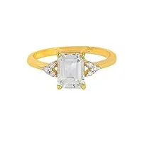 shweta creations bague en or jaune 14 carats certifiée 1,31 carat avec pierres précieuses aigue-marine véritable et bagues de mariage solitaire en diamant naturel de 0,08 carat