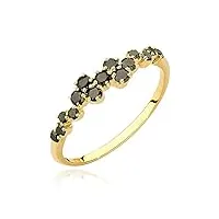 lumari gold bague pour femme en or jaune 585/14 carats avec diamants noirs naturels