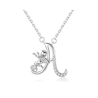 viki lynn collier initiale pour femme en argent sterling 925 alphabets lettre a et collier ange