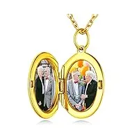 custom4u collier avec 2 photos personnalisé pour femme argent sterling 925 plaqué or
