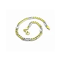 pegaso gioielli hommes bracelet en or jaune et blanc 18kt (750) jersey gourmette perdrix bicolore cm 21