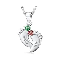 custom4u bijoux cadeau collier personnalisable avec prénom pendentif pieds de bébé argent sterling pour femme fille enfant